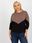 Brązowo-czarna damska bluzka plus size basic z bawełny - zdjęcie 5