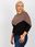 Brązowo-czarna damska bluzka plus size basic z bawełny - zdjęcie 4