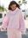 Bluza dresowa damska z kapturem oversize szeroka bawełniana baby pink - zdjęcie 3