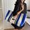 BEY'Z Vintage Duża Torba Damska Tote z Kontrastowym Wzorem Canvas Niebieska - zdjęcie 4