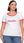 T-shirt Koszulka Damska Bawełna Slim Fit z Napisami Biło-Różowy MORAJ - S - zdjęcie 4