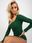 Ciemnozielone bawełniane body basic w prążek - zdjęcie 5