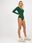 Ciemnozielone bawełniane body basic w prążek - zdjęcie 3