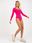 Fuksjowe dopasowane body basic w prążki - zdjęcie 4