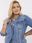 Niebieska jeansowa kurtka plus size z okrągłym dekoltem - zdjęcie 3
