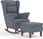 Dkd Home Decor Fotel Bujany I Taboret Z Drewnianymi Nogami Ciemnoszary Aksamit (4593121231) - zdjęcie 2