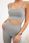 Komplet sportowy top + legginsy szary - zdjęcie 4