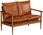 Vidaxl 2-Osobowa Sofa Z Prawdziwej Skóry I Drewna Akacjowego Brązowa - zdjęcie 3