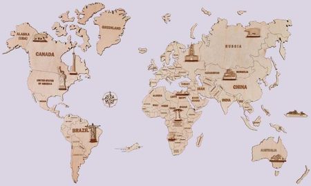 Wood Trick Mapa świata 3D drewniane puzzle dekoracja ścienna