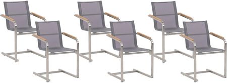 Beliani Zestaw 6 krzeseł ogrodowych szary stalowa rama wspornikowa konstrukcja Cosoleto
