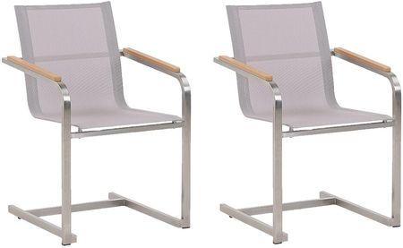 Beliani Zestaw 2 krzeseł ogrodowych beżowy stalowa rama wspornikowa konstrukcja Cosoleto