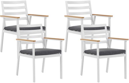 Beliani Zestaw krzeseł ogrodowych biały aluminiowy poduszki siedziskowe Cavoli