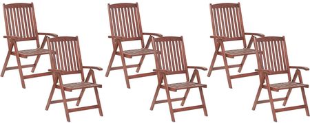 Beliani Rustykalny zestaw 6 krzeseł ogrodowych drewno akacjowe regulowane składane Toscana