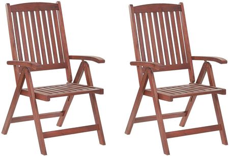 Beliani Rustykalny zestaw 2 krzeseł ogrodowych drewno akacjowe regulowane składane Toscana
