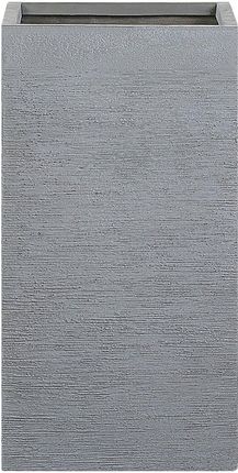 Beliani Donica ogrodowa szara kwadratowa gliniana z teksturą 40 x 40 x 77 cm Dion