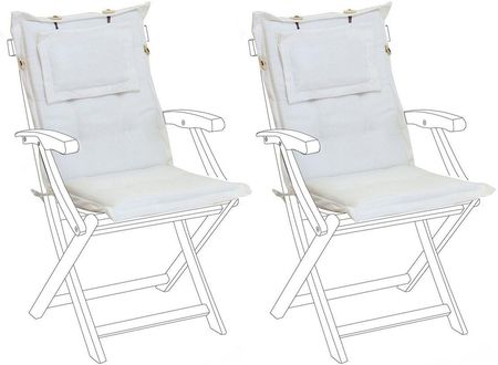 Beliani Zestaw 2 poduszek na krzesła ogrodowe biały pikowany z zagłówkami Maui