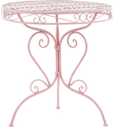 Beliani Stół ogrodowy metalowy nowoczesny design ozdobne nóżki różowy Albinia