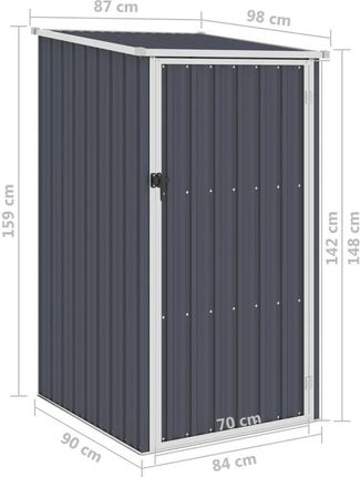 Vidaxl Szopa ogrodowa antracyt 87x98x159 cm stal galwanizowana 46291 - zdjęcie 2