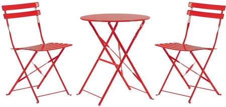 BELIANI Metalowy zestaw mebli balkonowych czerwony 2 krzesła stolik ogród taras Fiori