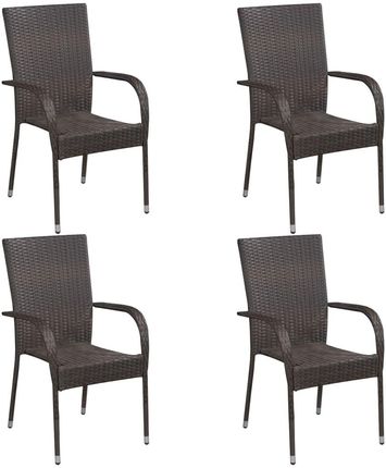 Vidaxl Sztaplowane krzesła ogrodowe, 4 szt., polirattan, brązowe 310083