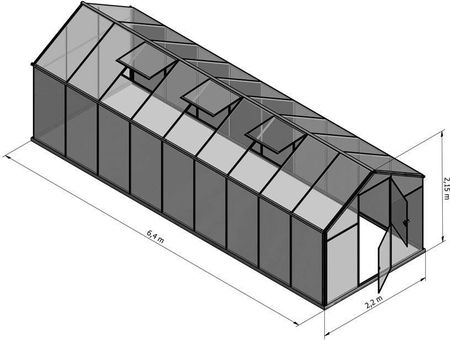 Emaga Szklarnia Sanus L-15 wymiar 2,2x6,4m H=2,15m 14,1m2 poliwęglan 6mm E10401