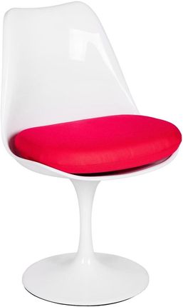 King Home Krzesło Tulip Białe Z Czerwoną Poduszką Abs Podstawa Metalowa 7824