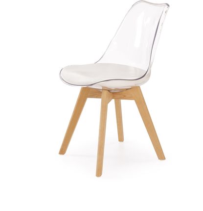 Halmar Krzesło K246 Transparentne Białe Buk Eskóra 2273
