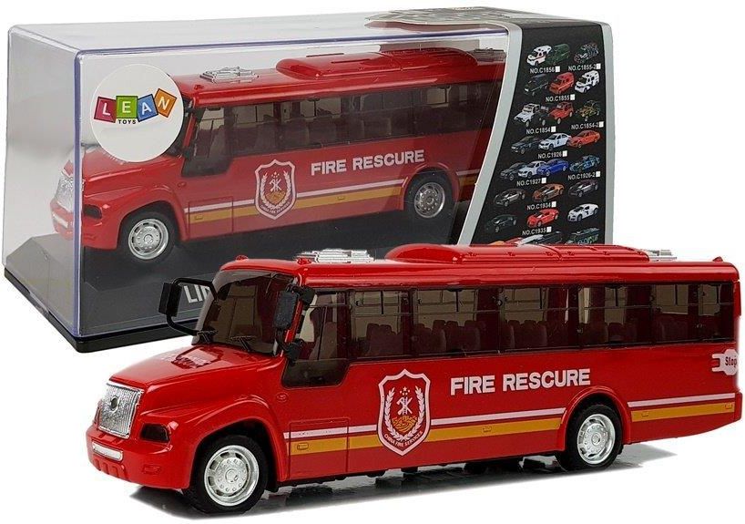 Leantoys Autobus Straży Pożarnej z Naciągiem Światłami i Dźwiękami ...