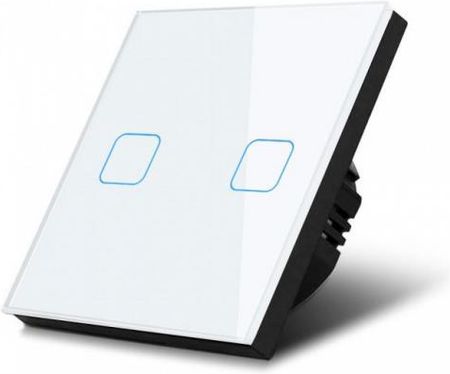 Maclean Dotykowy Włącznik Światła Podwójny Szklany Biały Z Kwadratowym Przyciskiem Energy (Mce703)