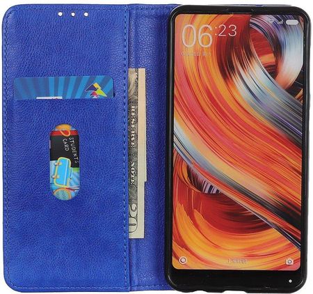 Erbord Etui Wallet do Xiaomi Poco X3 NFC Litchi Leather Blue