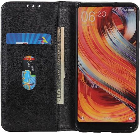 Erbord Etui Wallet do Xiaomi Poco X3 NFC Litchi Leather Black Czarny