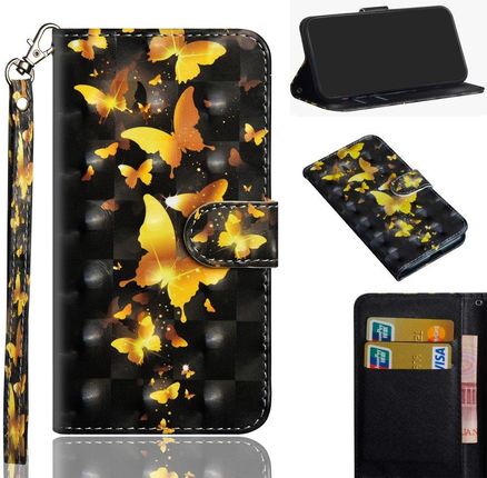 Erbord Etui Wallet do Samsung Galaxy S20 FE Gold Butterfly Wielokolorowy