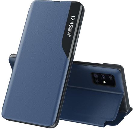 Hurtel Eco Leather View Case etui z klapką i funkcją podstawki Huawei P40 niebieski