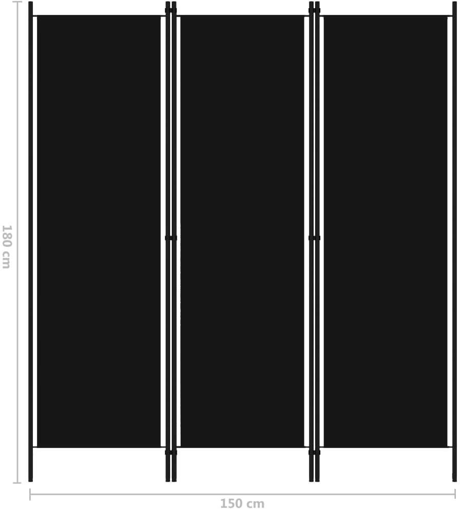 Vidaxl Parawan 3 panelowy czarny 150x180cm (320718) - zdjęcie 1 Vidaxl Parawan 3 panelowy czarny 150x180cm (320718)