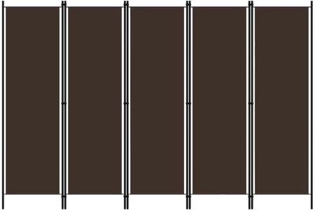 vidaXL Parawan 5 panelowy brązowy 250x180cm (320724)