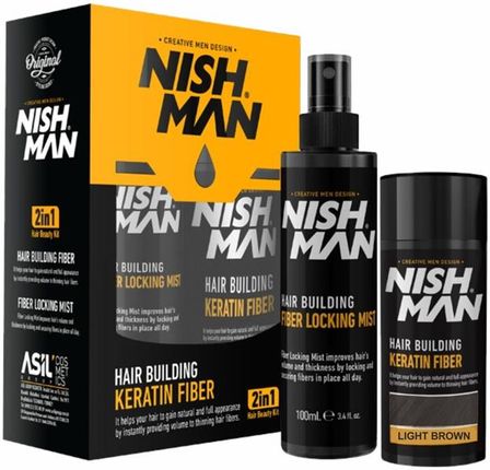 Nishman Budujące Włosy Keratynowe Włókno Hair Building Keratin Fiber Light Brown 20G + 100ml