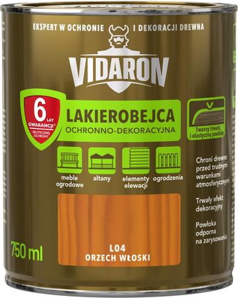 Vidaron Lakierobejca Ochronno-Dekoracyjna Do Drewna L04 Orzech Włoski  0,75L