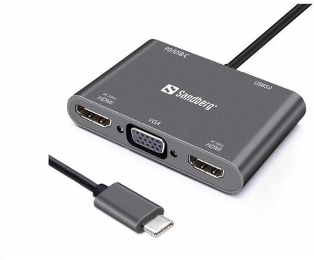 SANDBERG  USB-C DOCK 2XHDMI+1XVGA+USB+PD (13635)  (13635)