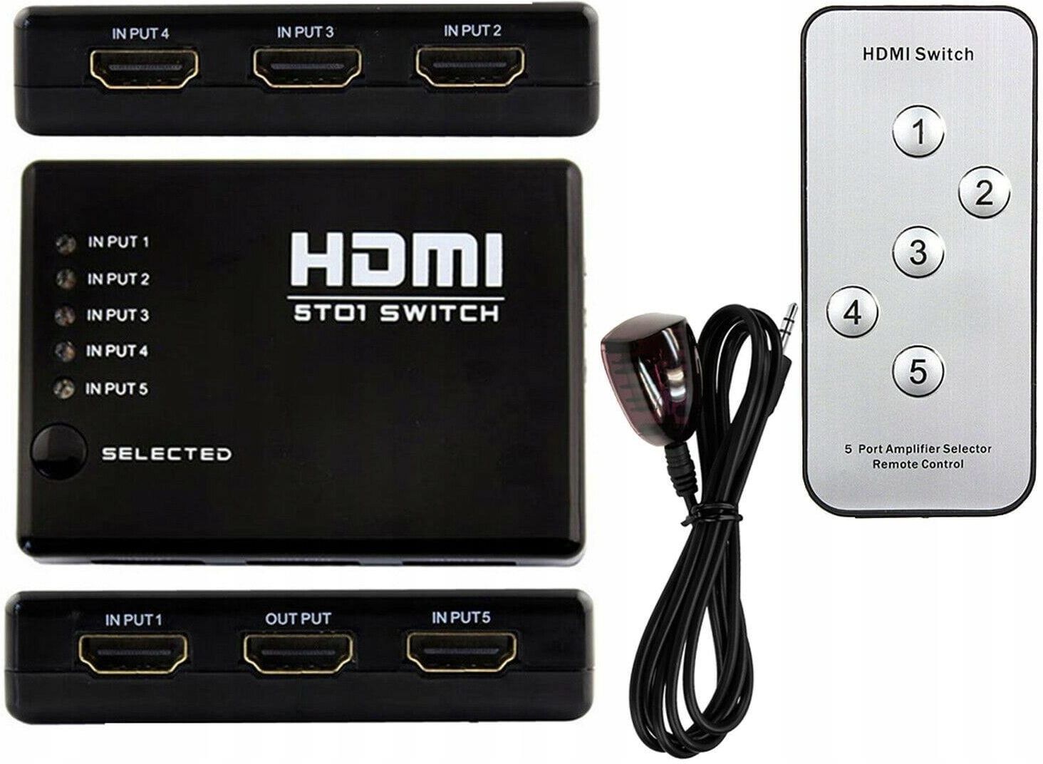 SWIATKABLI SWITCH HDMI 5X1 + PILOT ROZGAŁĘŹNIK PRZEJŚCIÓWKA