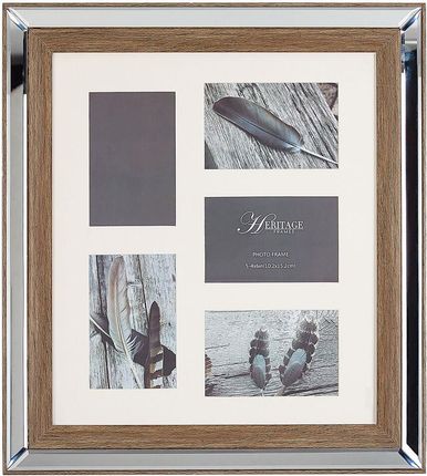 Beliani Lustrzana ramka na 5 zdjęć multiramka ciemne drewno nowoczesna Sinta