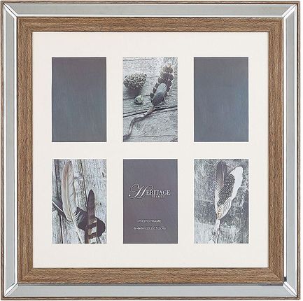 Beliani Lustrzana ramka na 6 zdjęć multiramka ciemne drewno nowoczesna Sinta