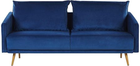 Beliani Sofa 3-Osobowa Welurowa Niebieska Maura (231600)