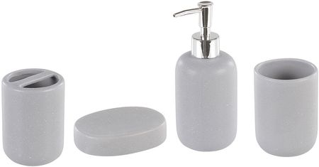 Beliani Zestaw akcesoriów łazienkowych szary ceramiczny dozownik mydła pojemnik na szczoteczki Rengo