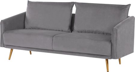 Beliani Retro sofa 3-osobowa welurowa szara miękkie poduchy złote nóżki Maura - zdjęcie 4