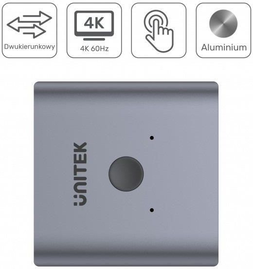 UNITEK PRZEŁĄCZNIK ROZDZIELACZ SPLITTER SWITCHER DWUKIERUNKOWY HDMI 2.0 4K 2-NA-1 (V1127A) - zdjęcie 5 UNITEK PRZEŁĄCZNIK ROZDZIELACZ SPLITTER SWITCHER DWUKIERUNKOWY HDMI 2.0 4K 2-NA-1 (V1127A)