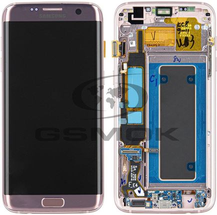 Gsmok Wyświetlacz LCD + Panel Dotykowy Komplet Samsung G935 Galaxy S7 Edge Rose Gold Gh97-18533E, Gh96-09909A Oryginał SErvice Pack