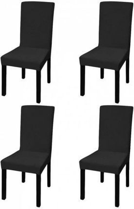 vidaXL Elastyczne Pokrowce Na Krzesła, 4 Szt., Czarne