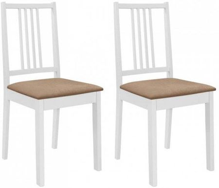 Vidaxl Krzesła Z Poduszkami, 2 Szt., Białe, Lite Drewno