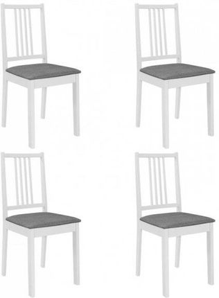 vidaXL Krzesła Z Poduszkami, 4 Szt., Białe, Lite Drewno