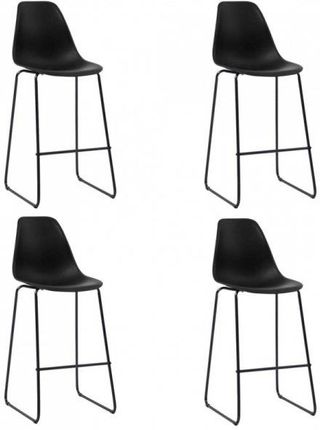 vidaXL Krzesła Barowe, 4 Szt., Czarne, Plastik